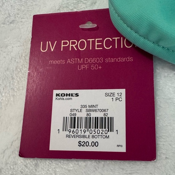 SO Girls Reversible Solid Mint/Black Swimsuit Bottoms Size 12 - Picture 3 of 7